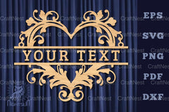 Heart Lasercut Split Monogram SVG Bundle - CraftNest - Digital Crafting and Art