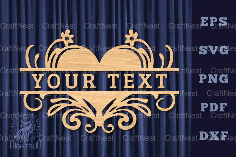 Heart Lasercut Split Monogram SVG Bundle - CraftNest - Digital Crafting and Art