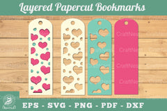 Heart Layered Papercut Bookmark SVG Bundle - CraftNest - Digital Crafting and Art