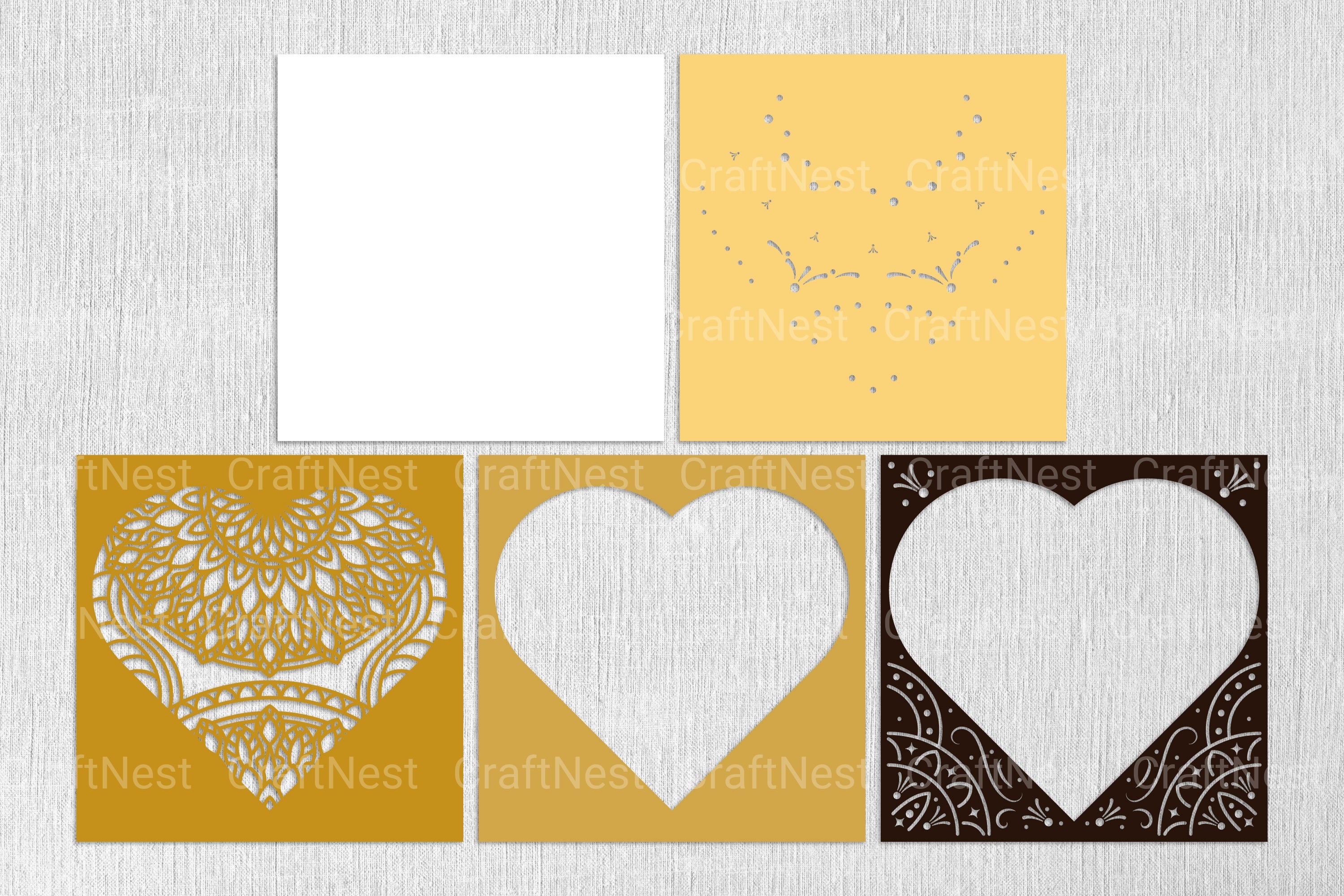 Heart Mandala 3D Layered Papercut Clipart Bundle