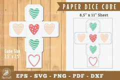 Heart Paper Dice Cube Printable - Clipart Bundle - CraftNest - Digital Crafting and Art