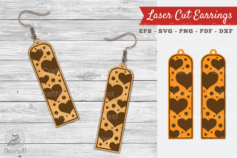 Heart Pattern Laser Cut Earrings SVG Bundle - CraftNest - Digital Crafting and Art