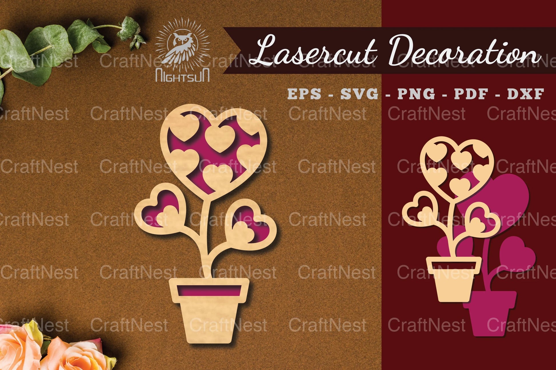 Heart Plant Laser Cut Decoration Clipart Bundle - CraftNest - Digital Crafting and Art