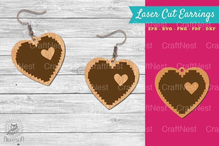 Heart Shape Lasercut Earrings SVG Bundle - CraftNest - Digital Crafting and Art