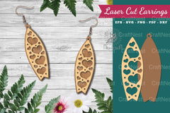 Heart Surfboard Laser Cut Earrings Design Bundle - CraftNest - Digital Crafting and Art