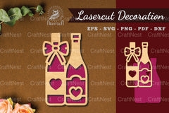 Heart Wine Bottle Laser Cut Decoration Clipart Bundle - CraftNest - Digital Crafting and Art