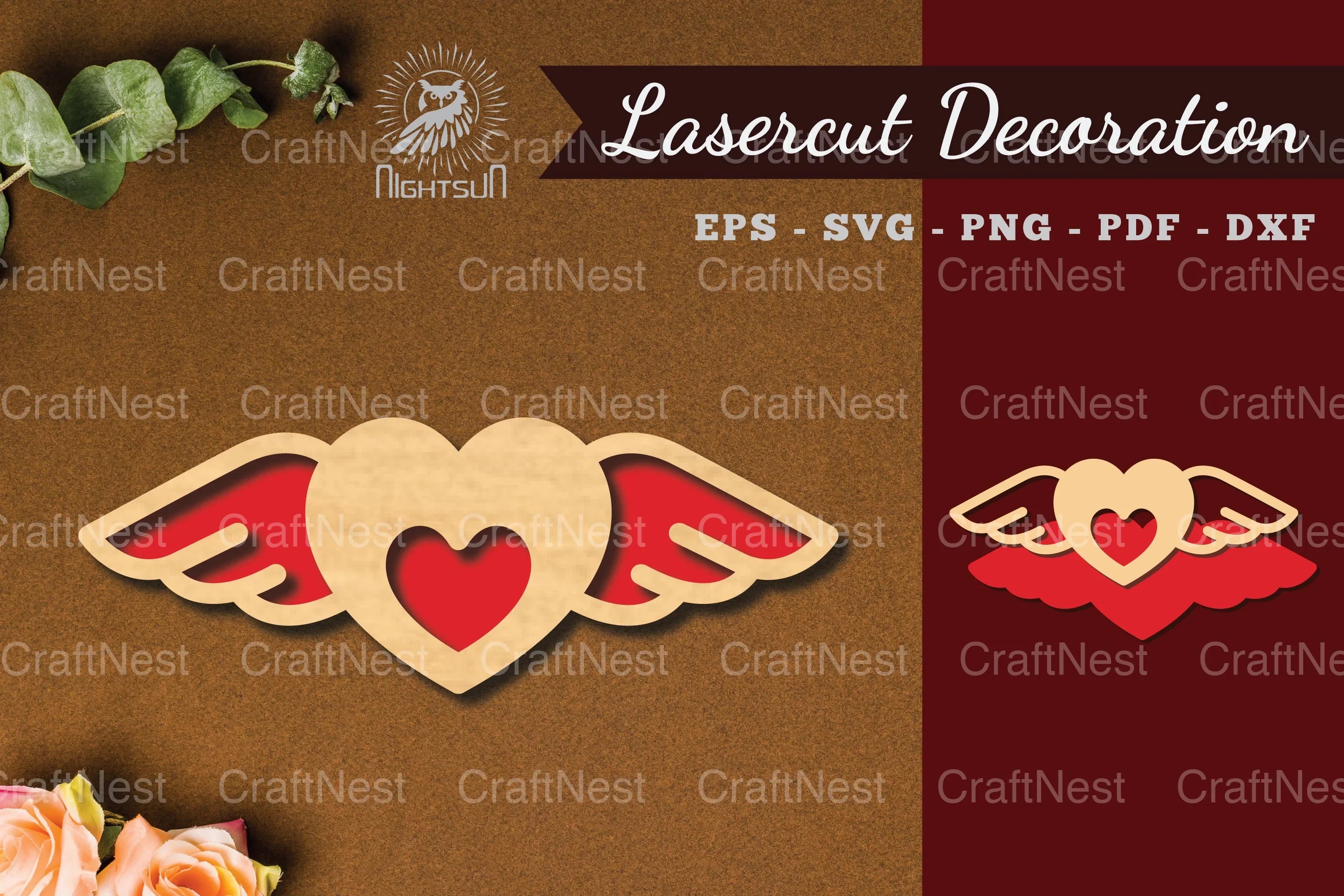 Heart Wings Laser Cut Decoration Bundle - CraftNest - Digital Crafting and Art