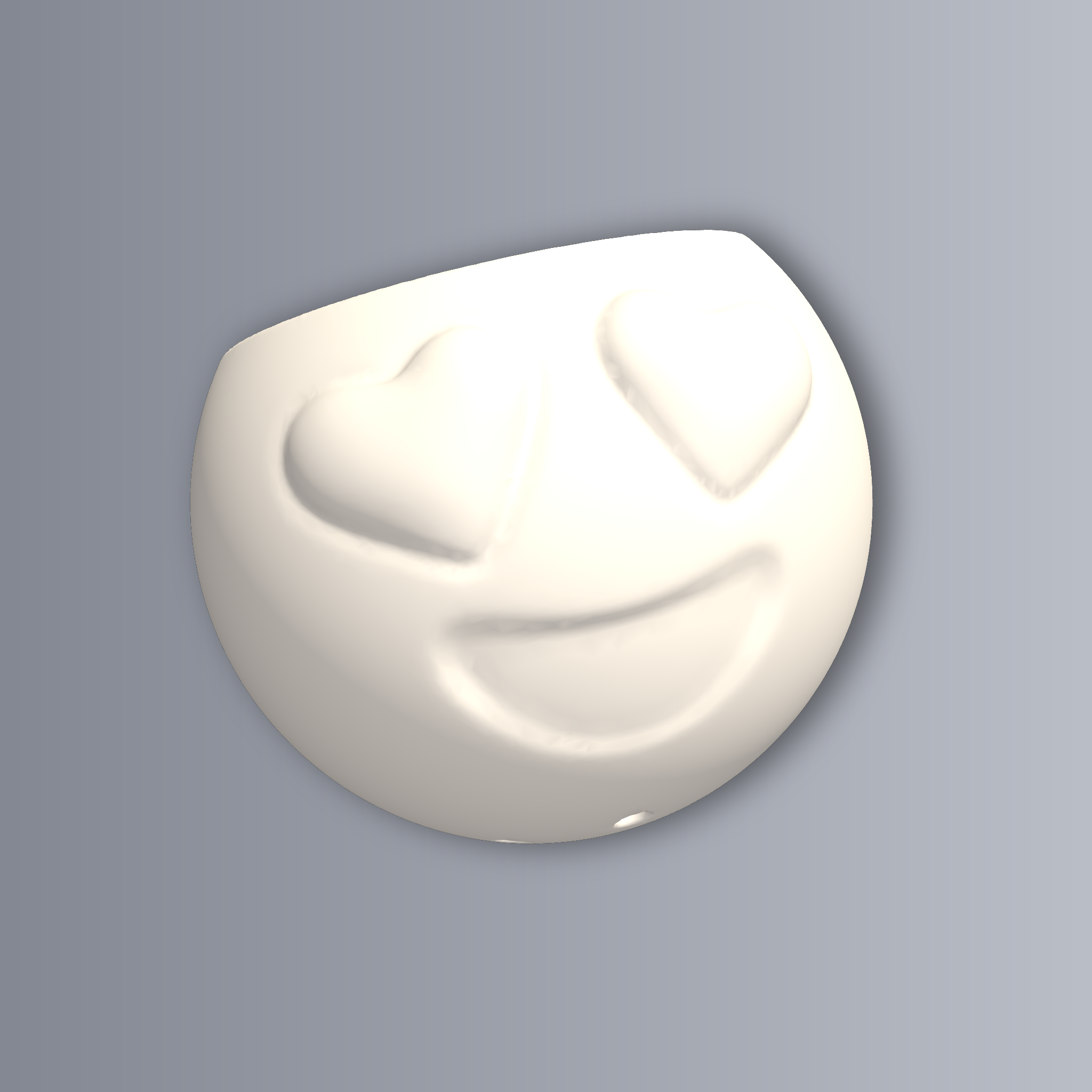 Heart Eyes Emoji Planter Wall With Hole And Bracket 3D Print STL File
