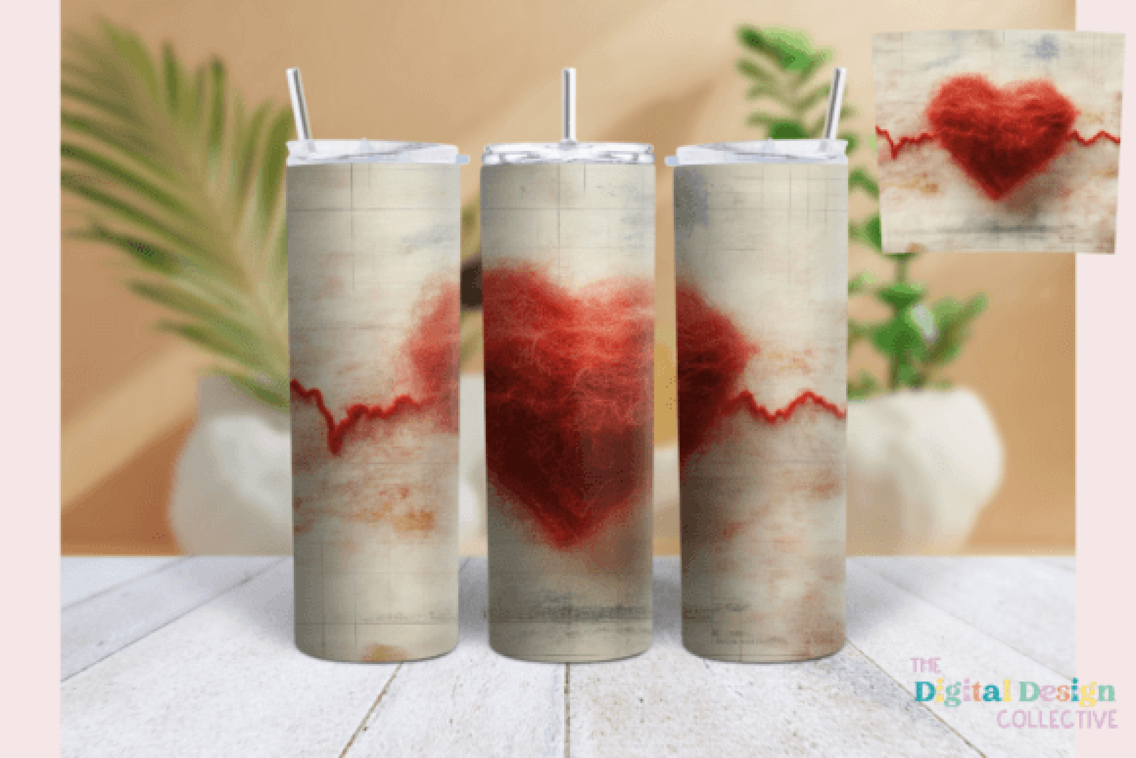 Heartbeat Cardiogram Tumbler Wrap Bundle