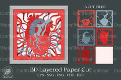 Heartbeat 3D Layered Paper Cut Clipart Bundle - CraftNest - Digital Crafting and Art