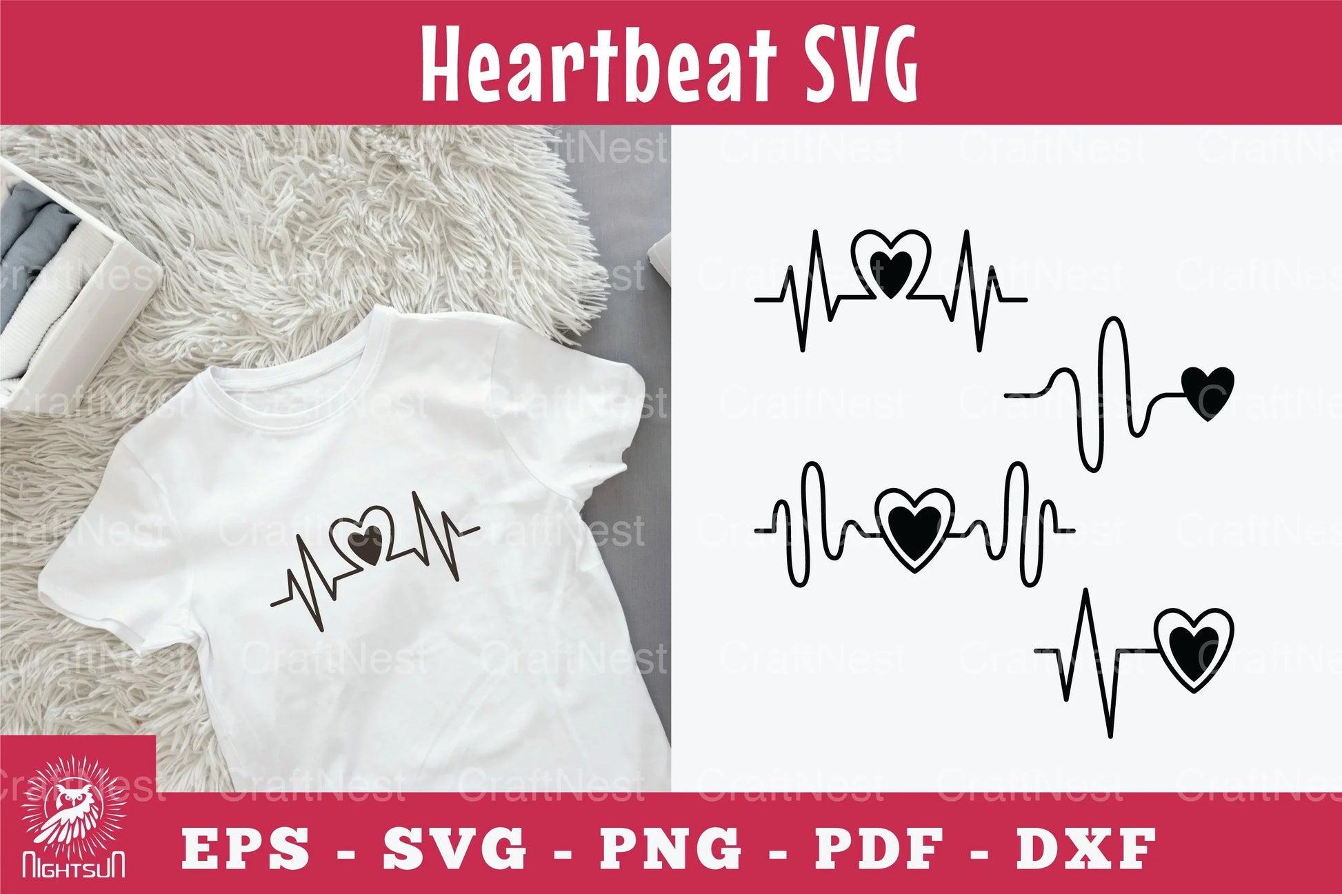 Heartbeat Silhouette Heart Design Clipart Bundle - CraftNest - Digital Crafting and Art