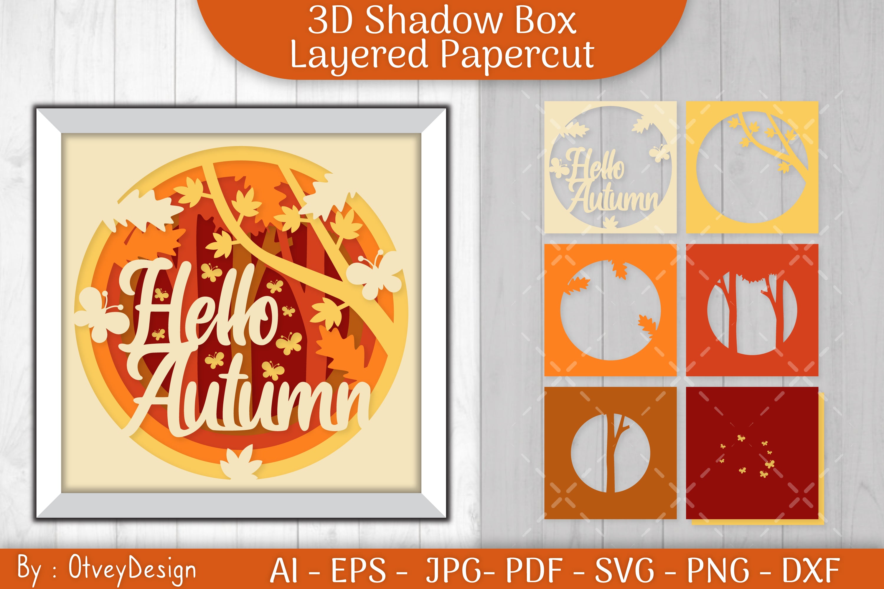 Hello Autumn 3D Layered Shadow Box SVG Bundle