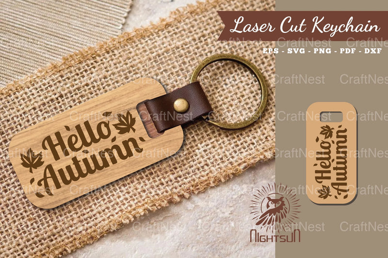 Hello Autumn Laser Cut Keychain Design - CraftNest - Digital Crafting and Art