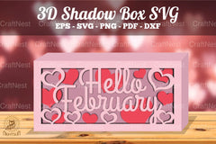 Hello February 3D Shadow Box Clipart Bundle - CraftNest - Digital Crafting and Art