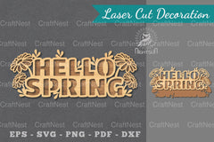Hello Spring Laser Cut Sign Clipart Bundle - CraftNest - Digital Crafting and Art