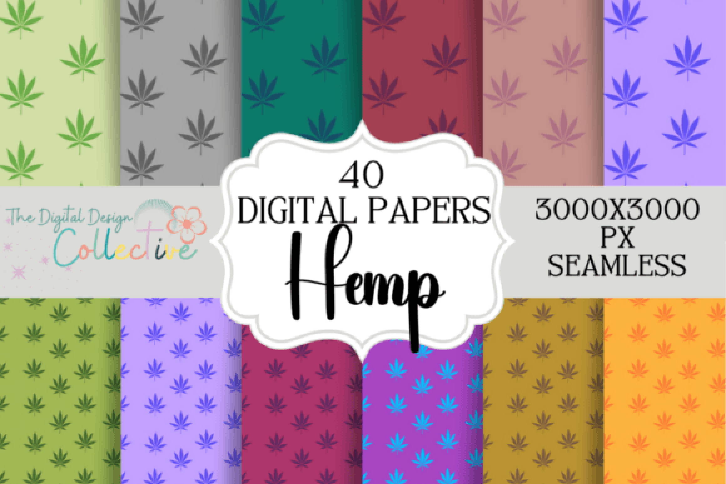 Hemp Leaves Seamless Digital Paper