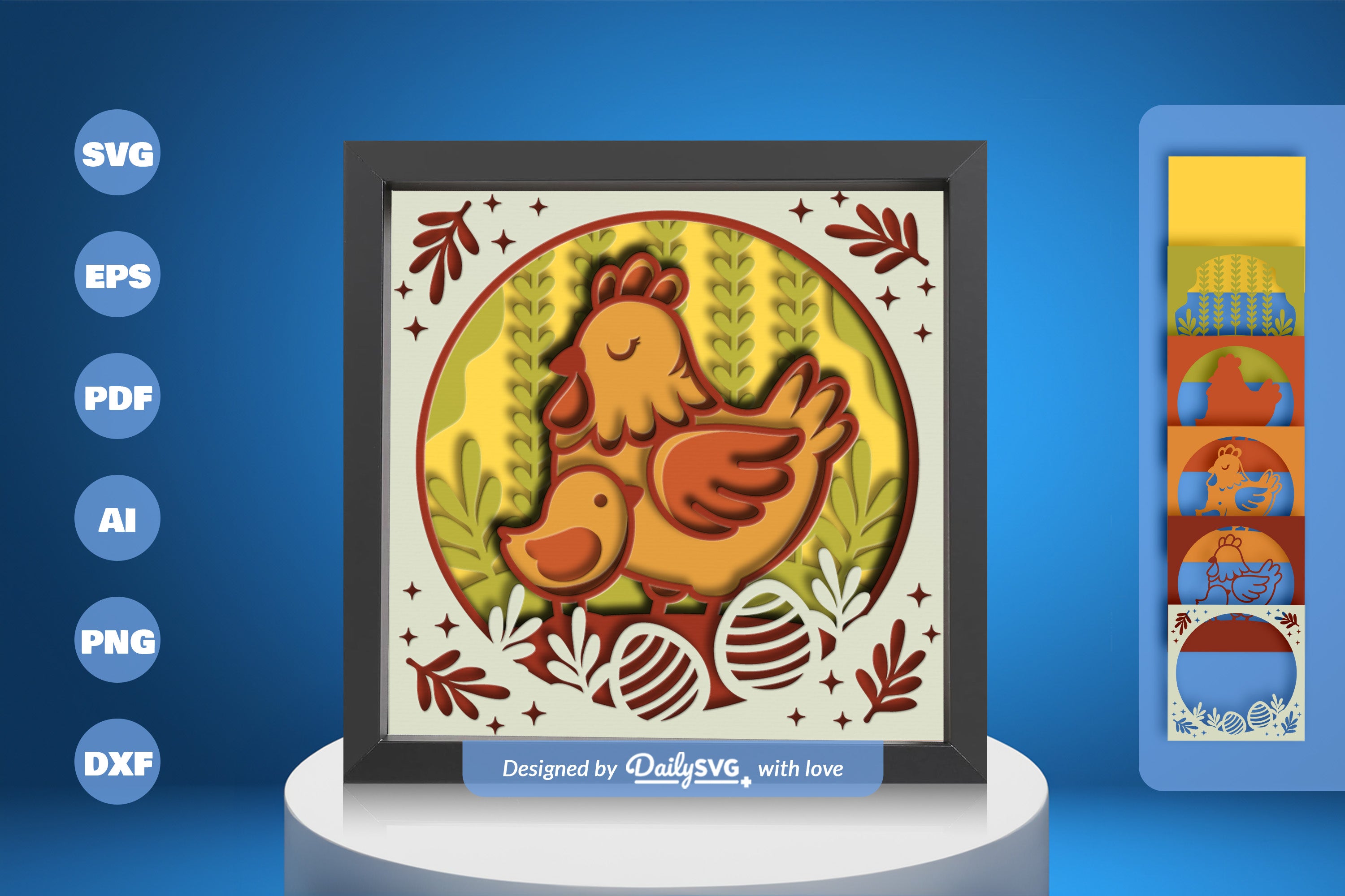 Hen and Chick Papercut SVG Bundle