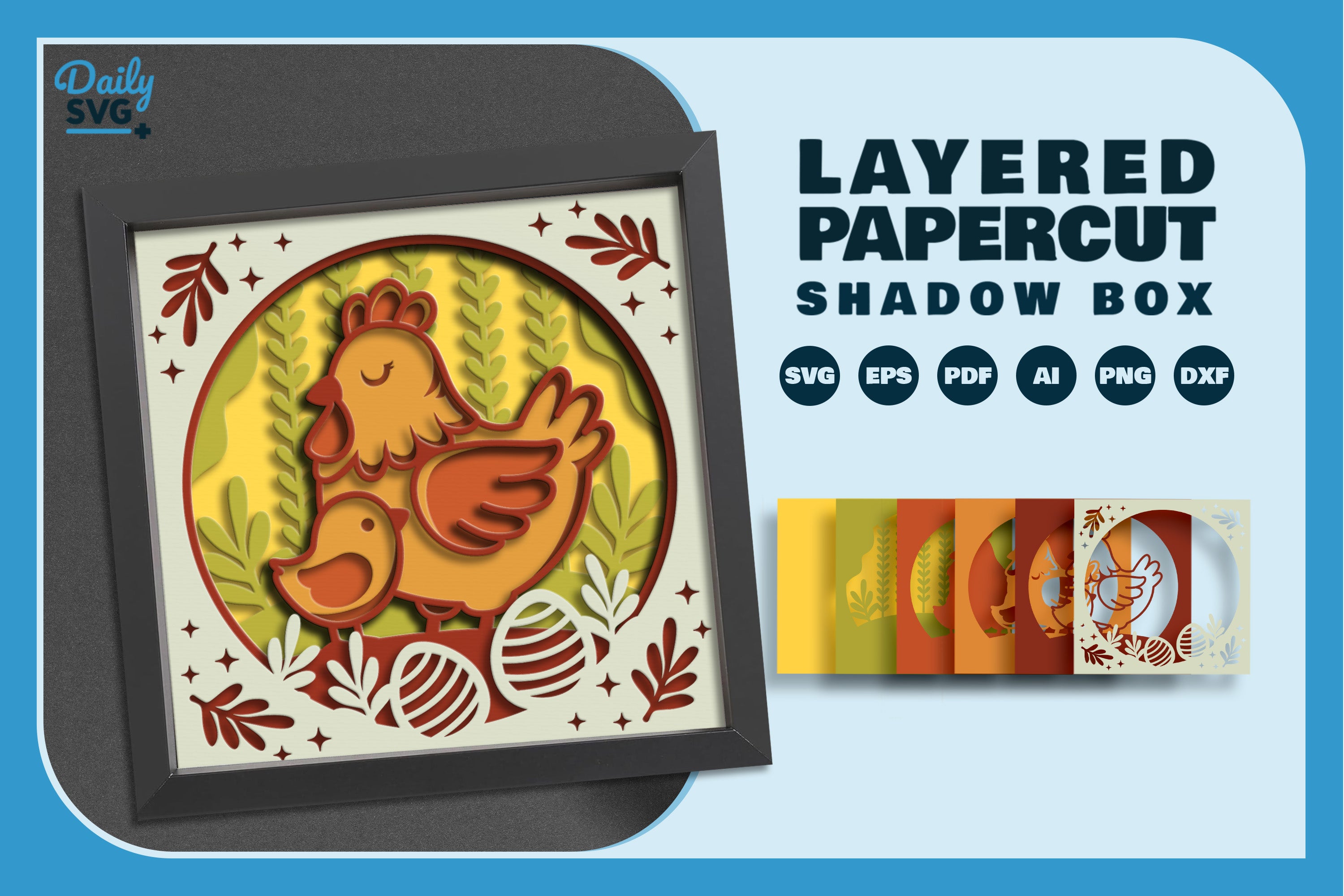 Hen and Chick Papercut SVG Bundle