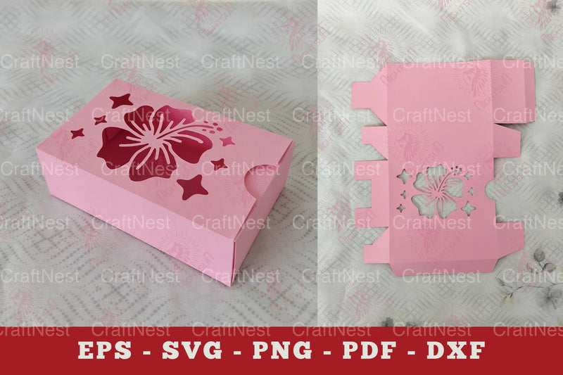 Hibiscus Flower Gift Box Paper Cut Clipart Bundle - CraftNest - Digital Crafting and Art