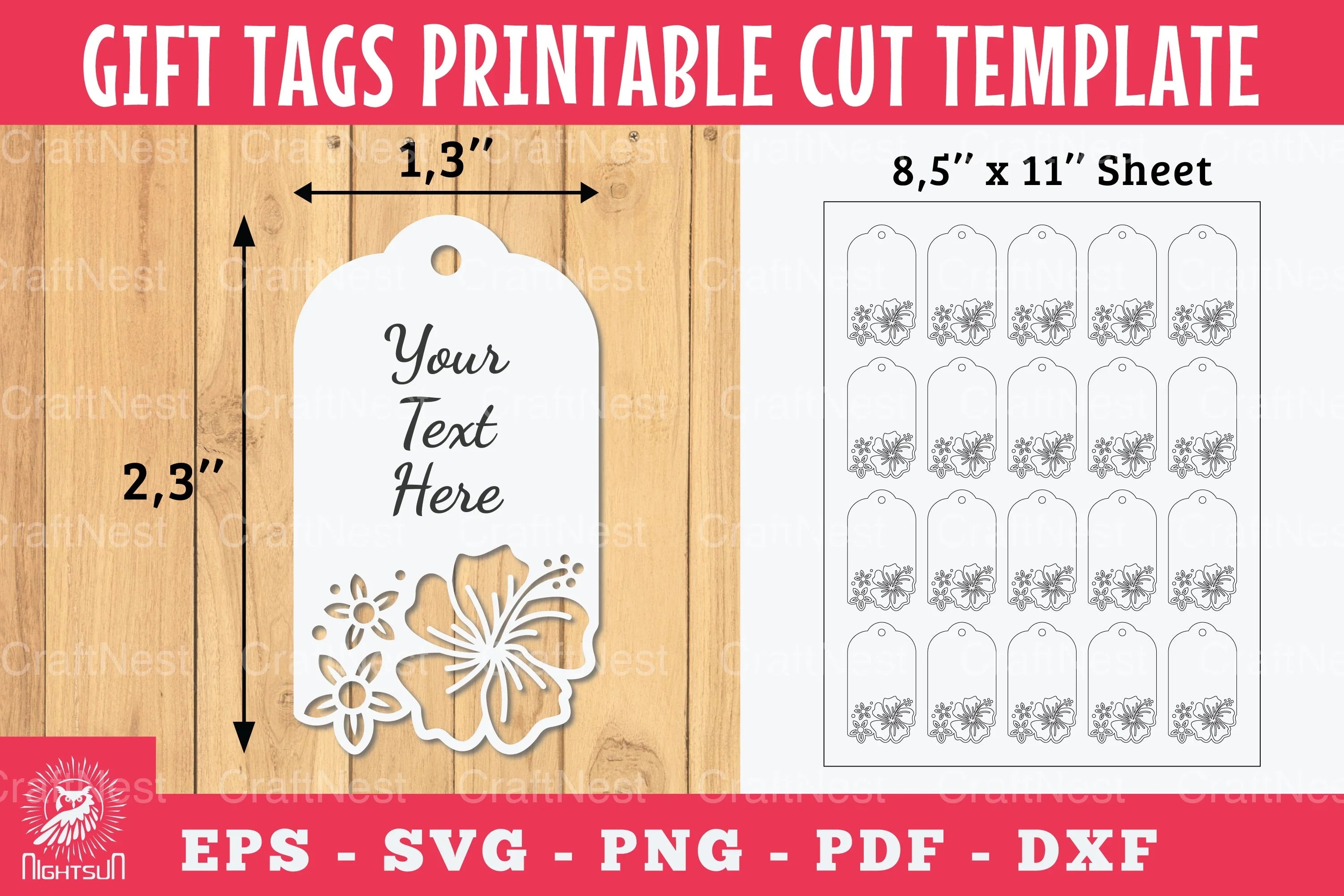 Hibiscus Flower Gift Tags Printable Bundle - CraftNest - Digital Crafting and Art