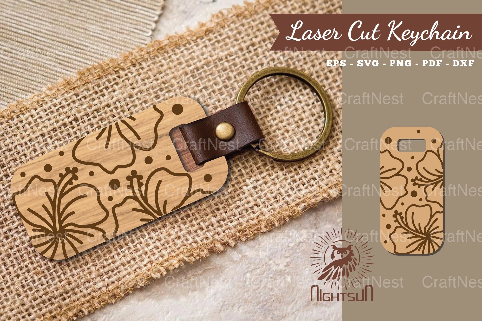 Hibiscus Flower Laser Cut Keychain Design Bundle - CraftNest - Digital Crafting and Art