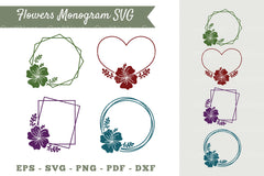 Hibiscus Flower Monogram Clipart Bundle - CraftNest - Digital Crafting and Art