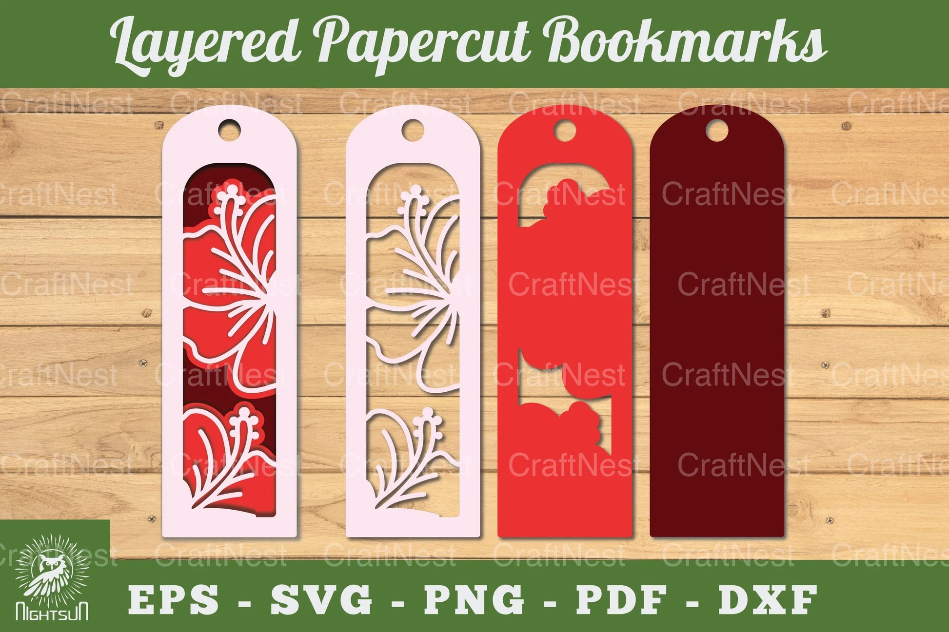 Hibiscus Flowers Bookmark SVG Bundle - CraftNest - Digital Crafting and Art