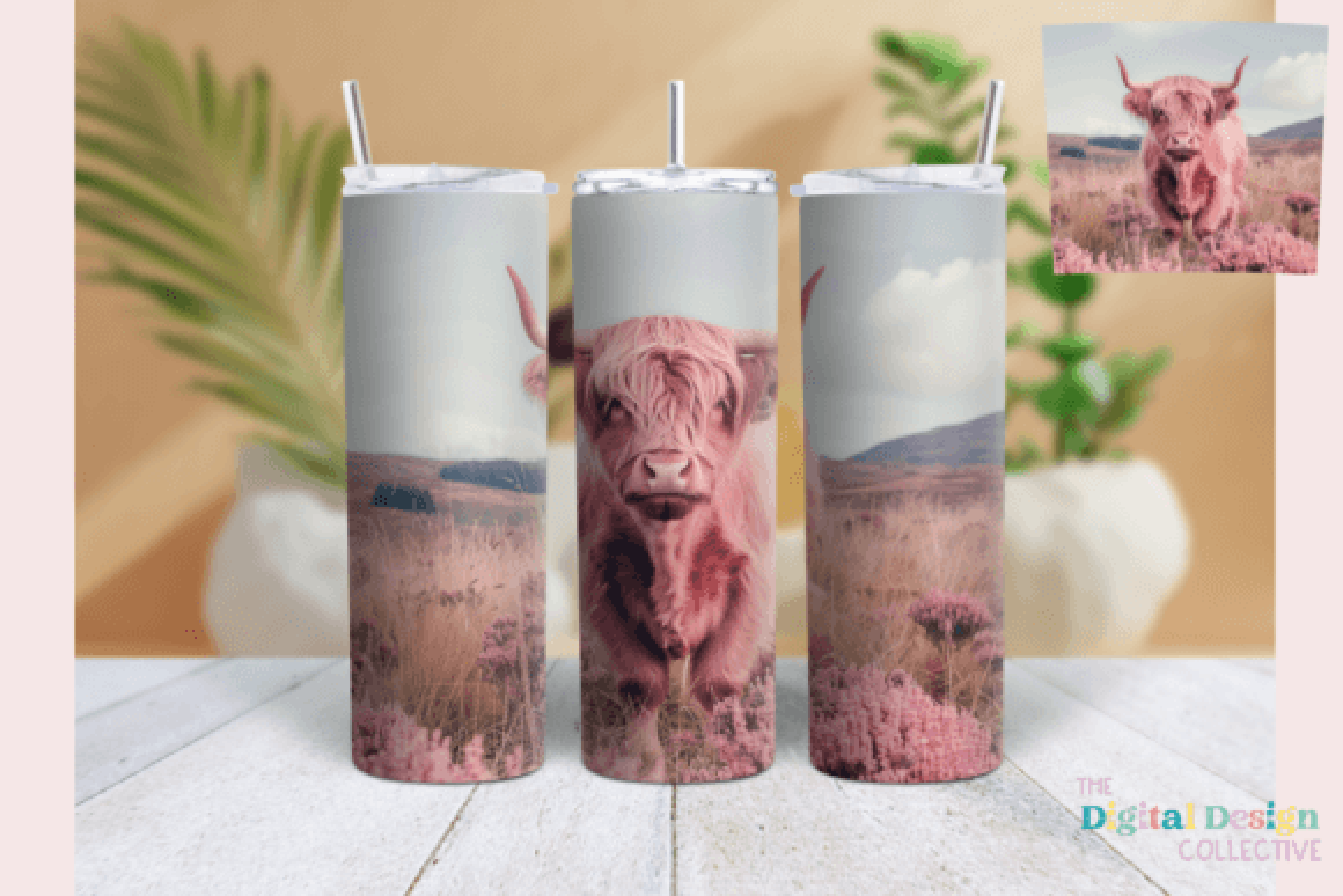 Pink Highland Cow Tumbler Wrap Bundle