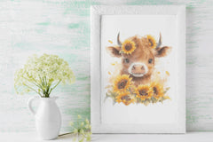 Highland Cows and Sunflowers Clipart Bundle - CraftNest - Digital Crafting and Art