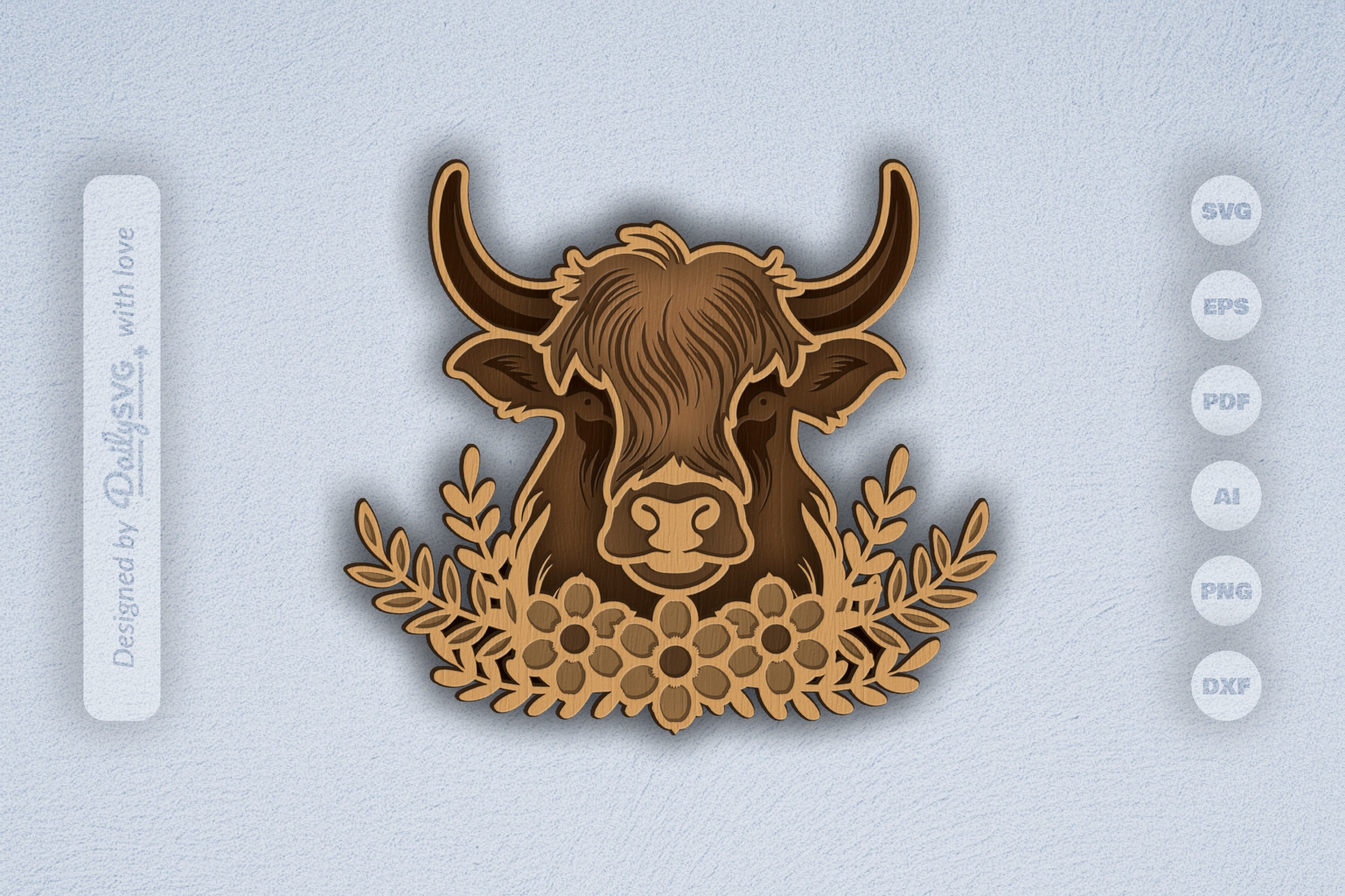 Highland Cow Floral Laser Cut SVG Bundle