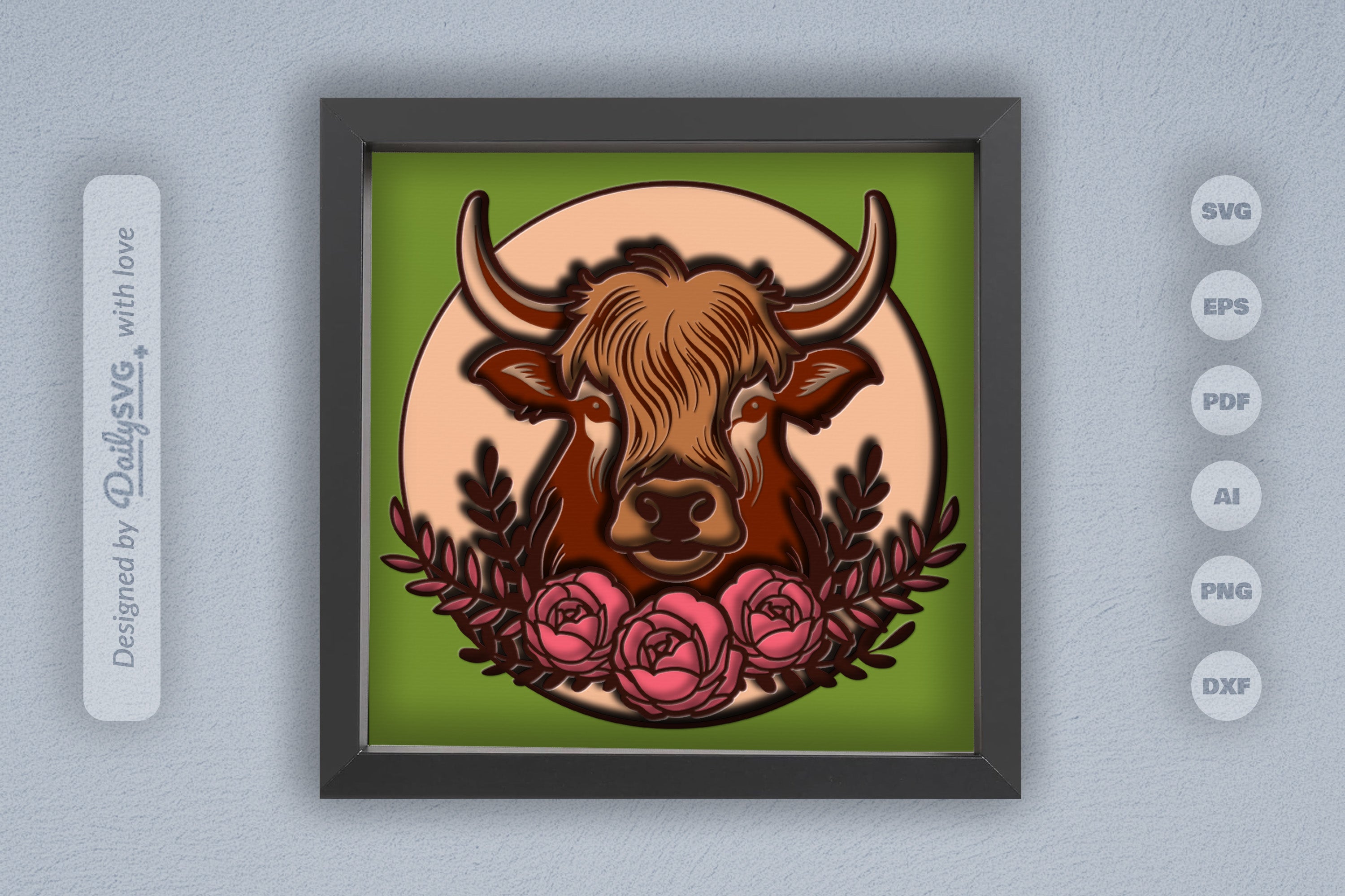 Highland Cow Floral Papercut SVG Bundle