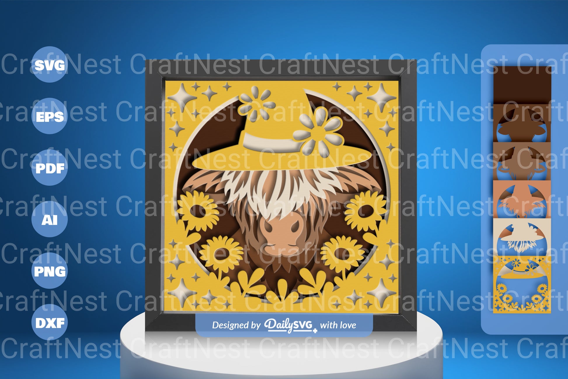 Highland Cow Floral Papercut SVG Bundle 1 - CraftNest - Digital Crafting and Art