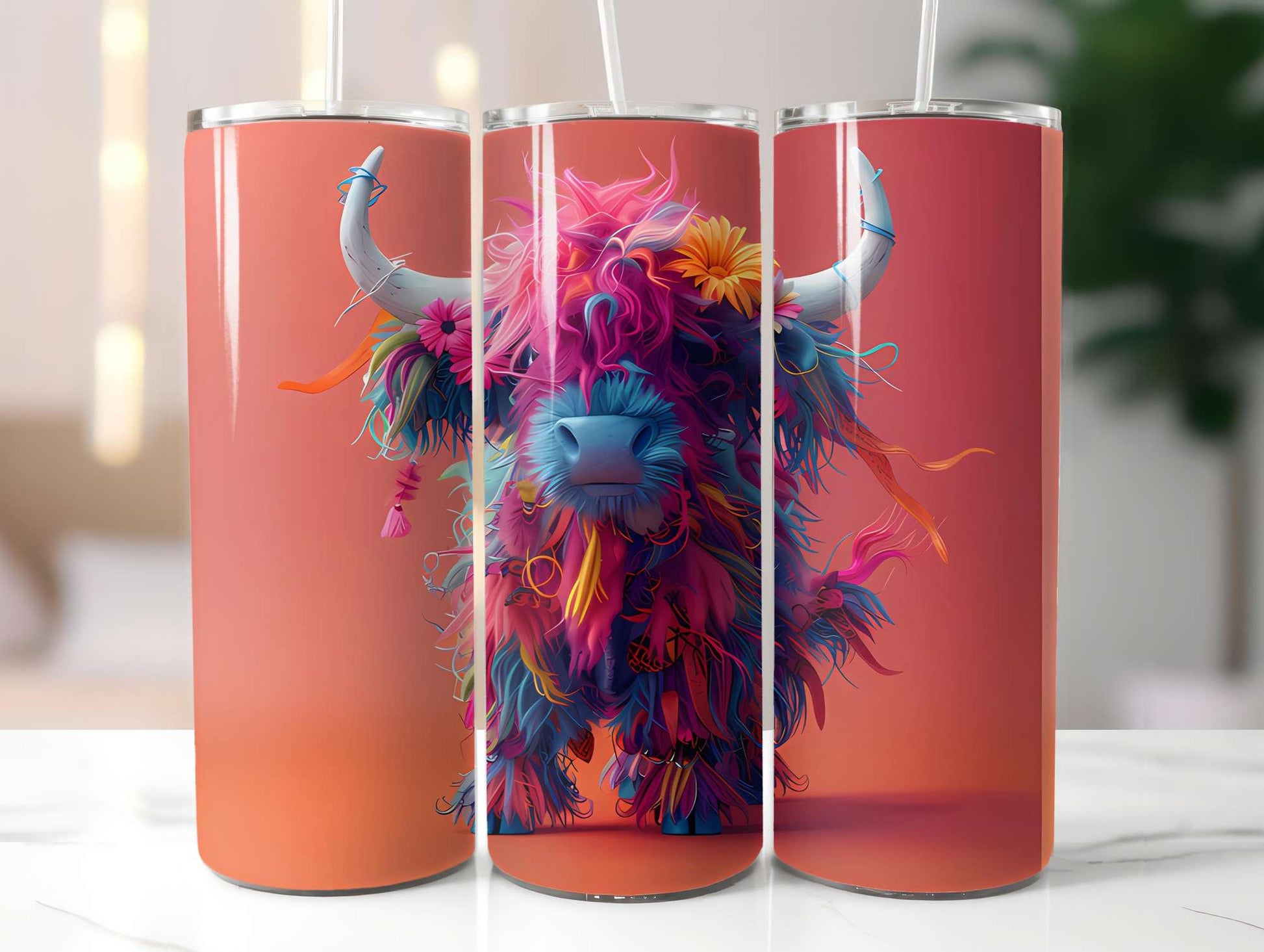 Highland Cow Summer 5 Tumbler Wrap - CraftNest - Digital Crafting and Art