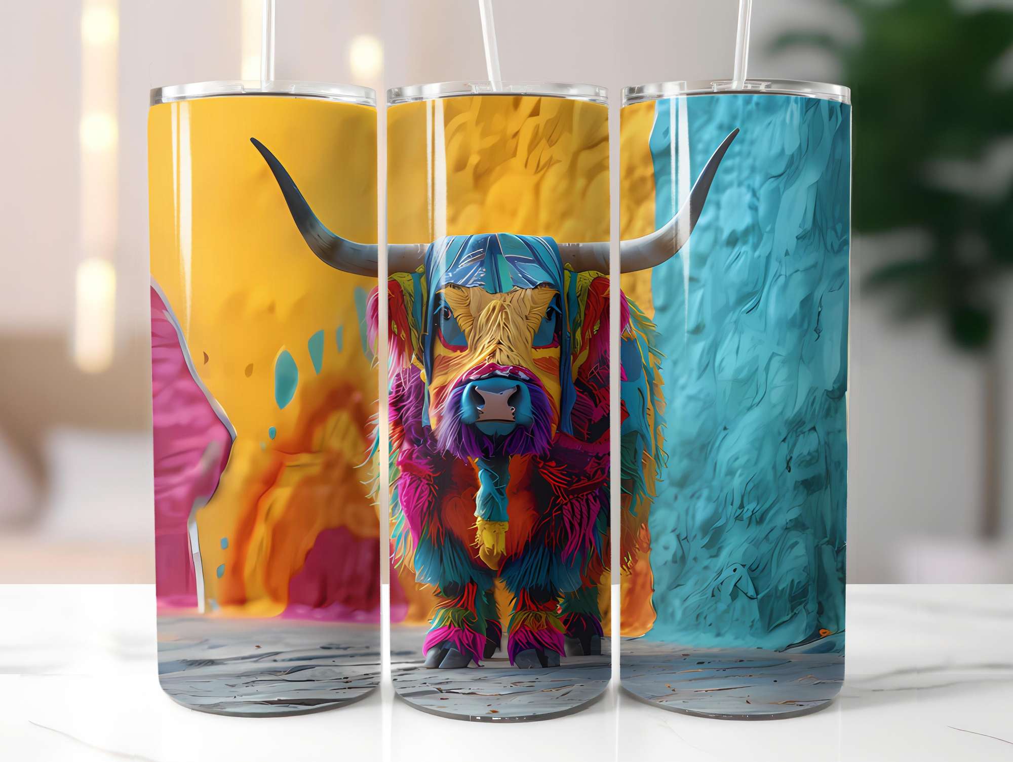 Highland Cow Summer 2 Tumbler Wrap - CraftNest - Digital Crafting and Art