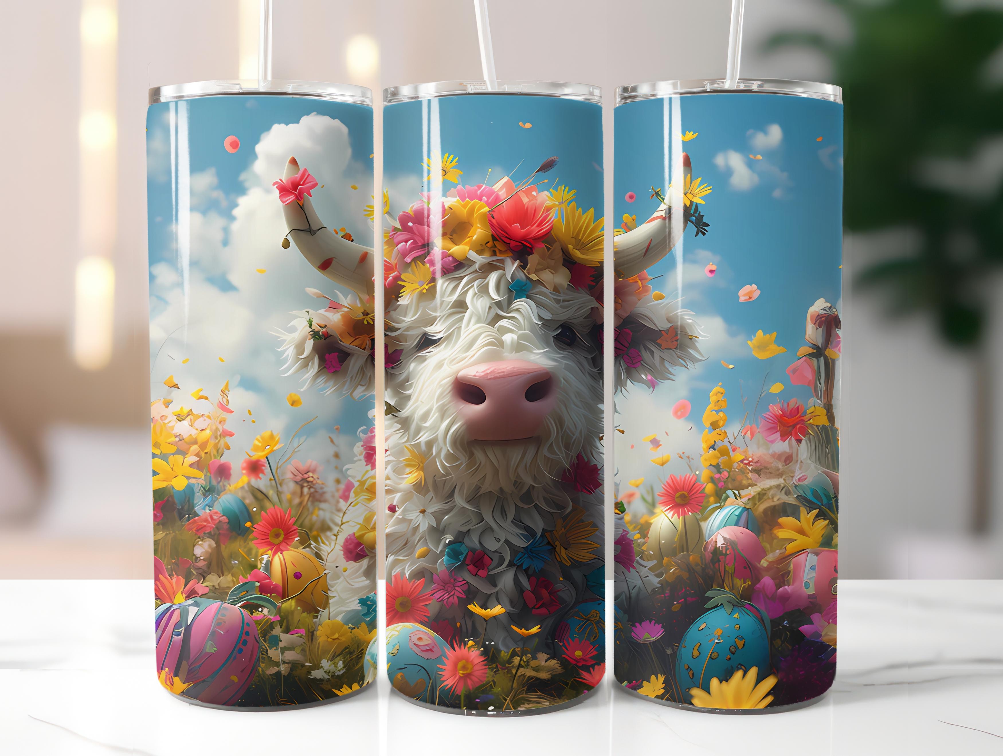 Highland Cow Easter 3 Tumbler Wrap - CraftNest