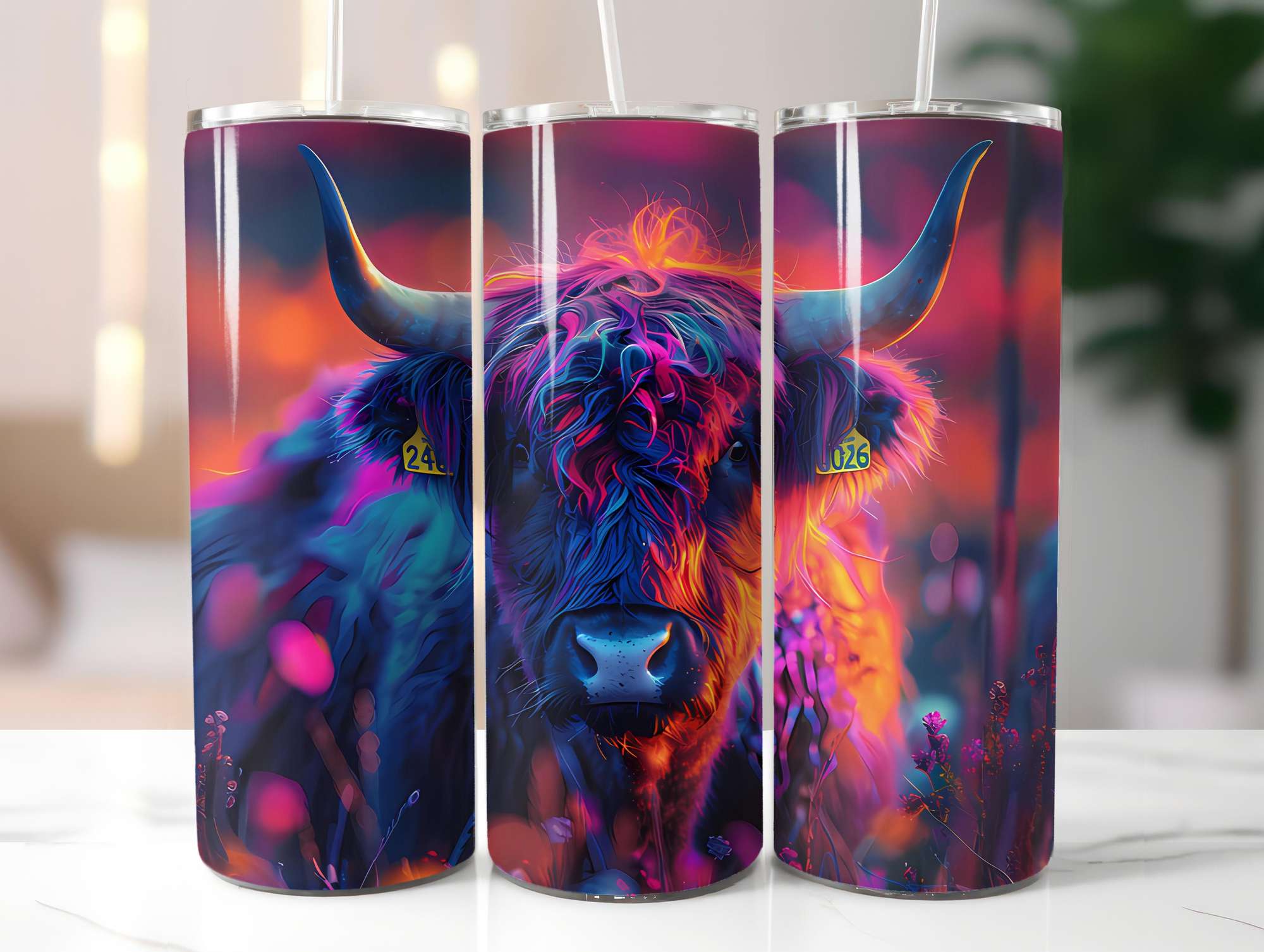 Highland Cow Summer 4 Tumbler Wrap - CraftNest - Digital Crafting and Art