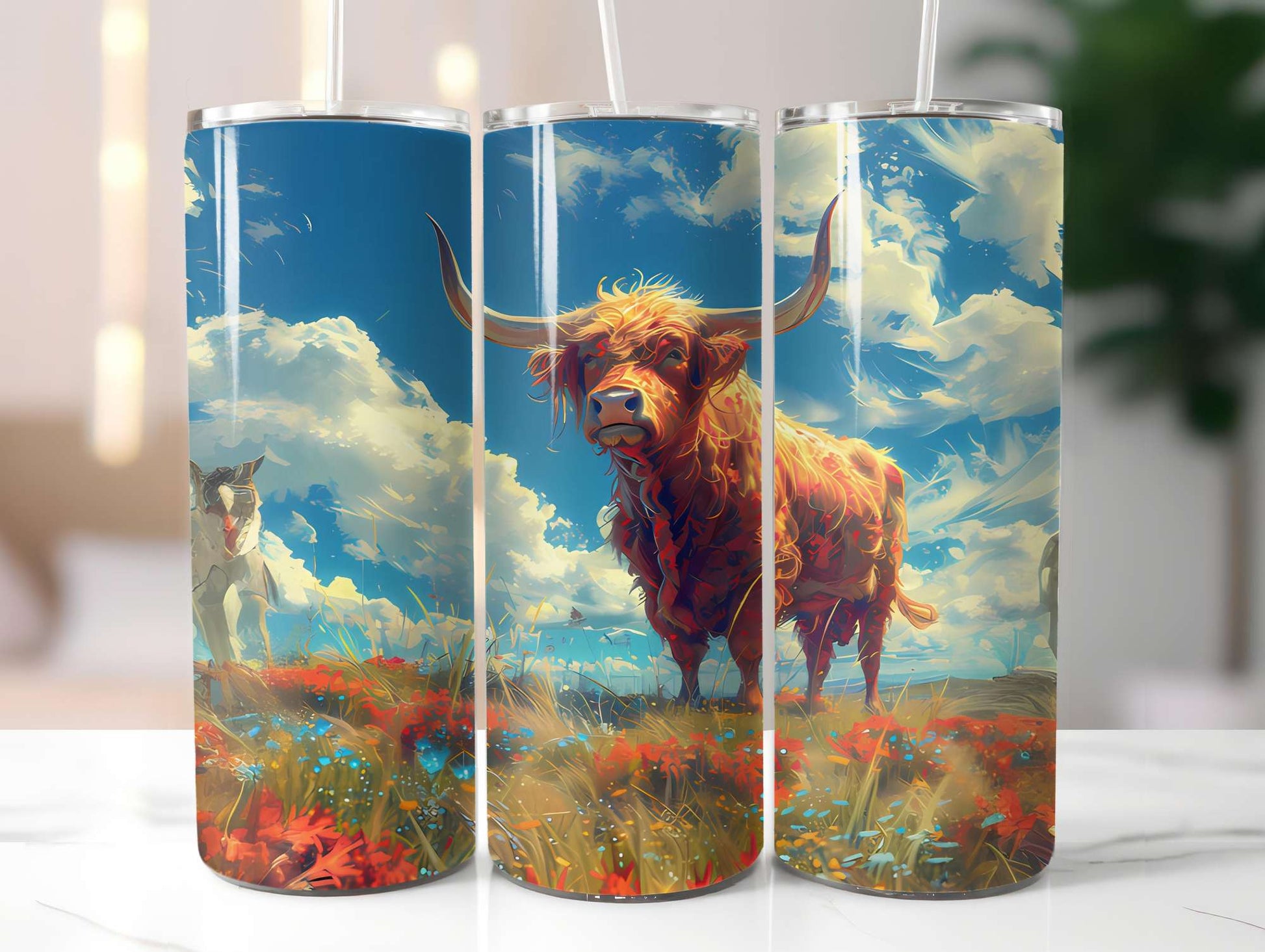 Highland Cow Summer 1 Tumbler Wrap - CraftNest - Digital Crafting and Art