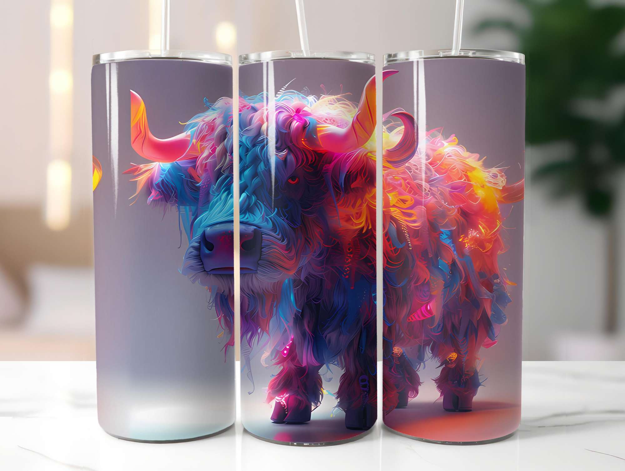 Highland Cow Summer 3 Tumbler Wrap - CraftNest - Digital Crafting and Art