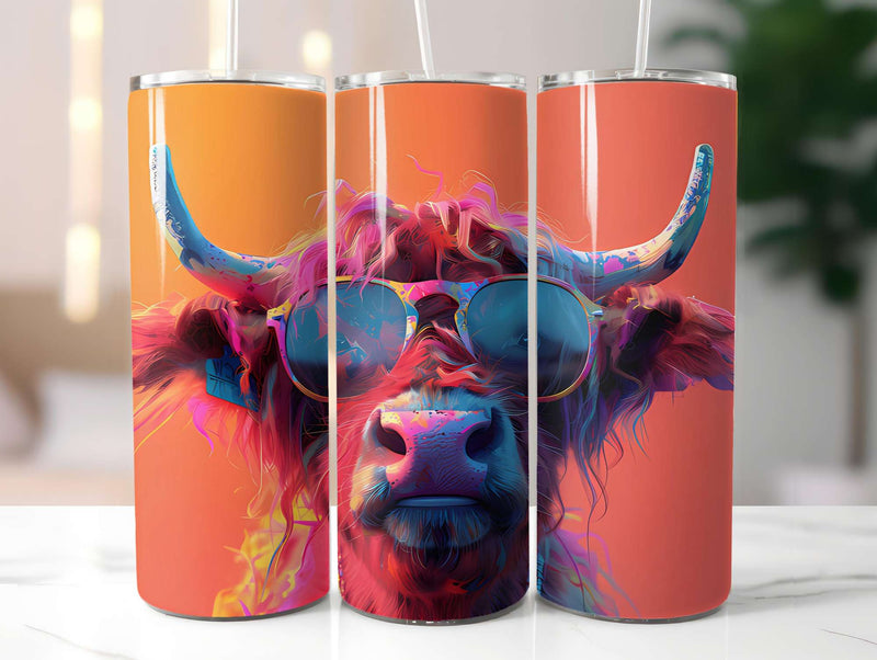 Highland Cow Summer 4 Tumbler Wrap - CraftNest - Digital Crafting and Art