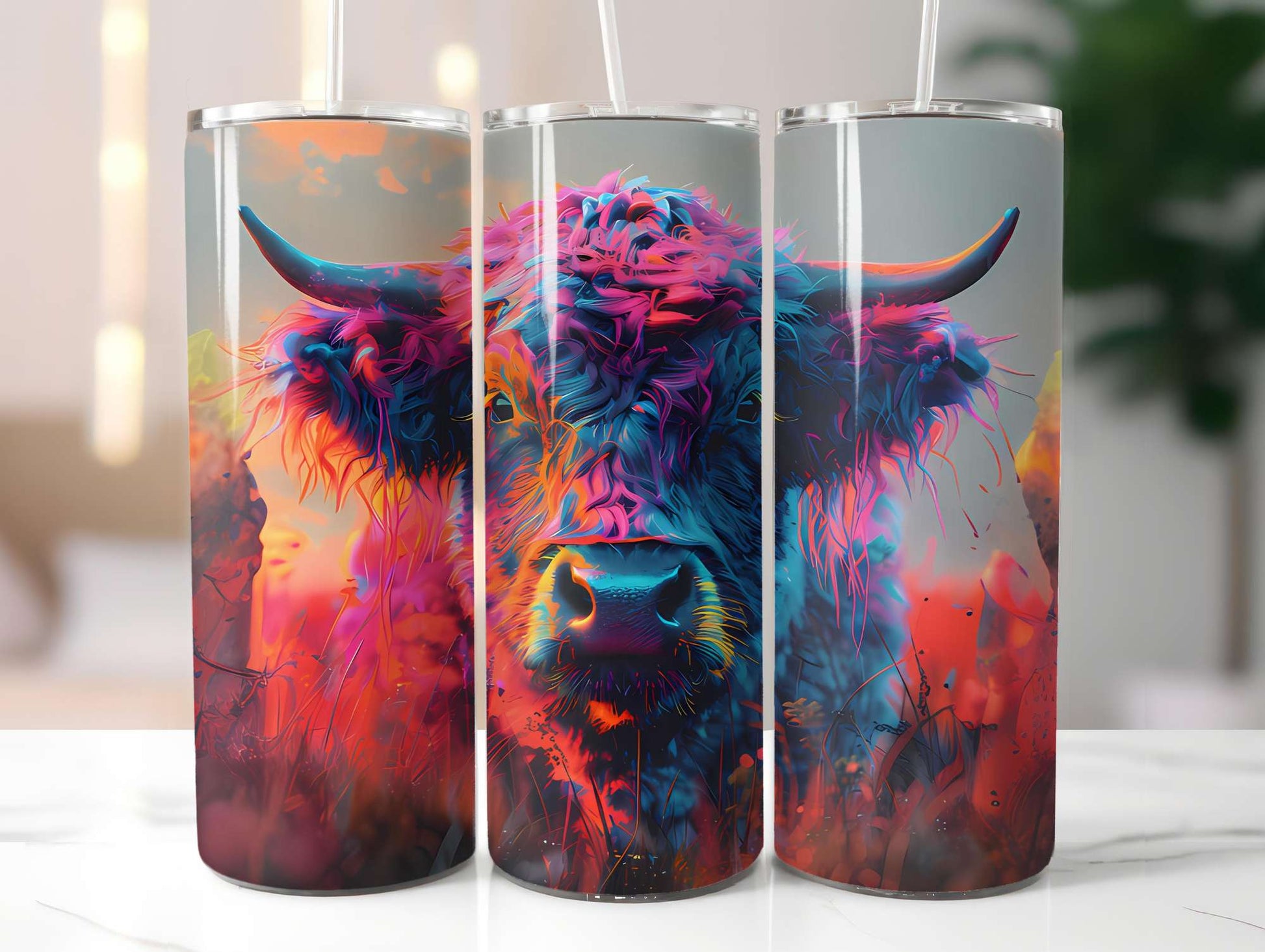 Highland Cow Summer 2 Tumbler Wrap - CraftNest - Digital Crafting and Art