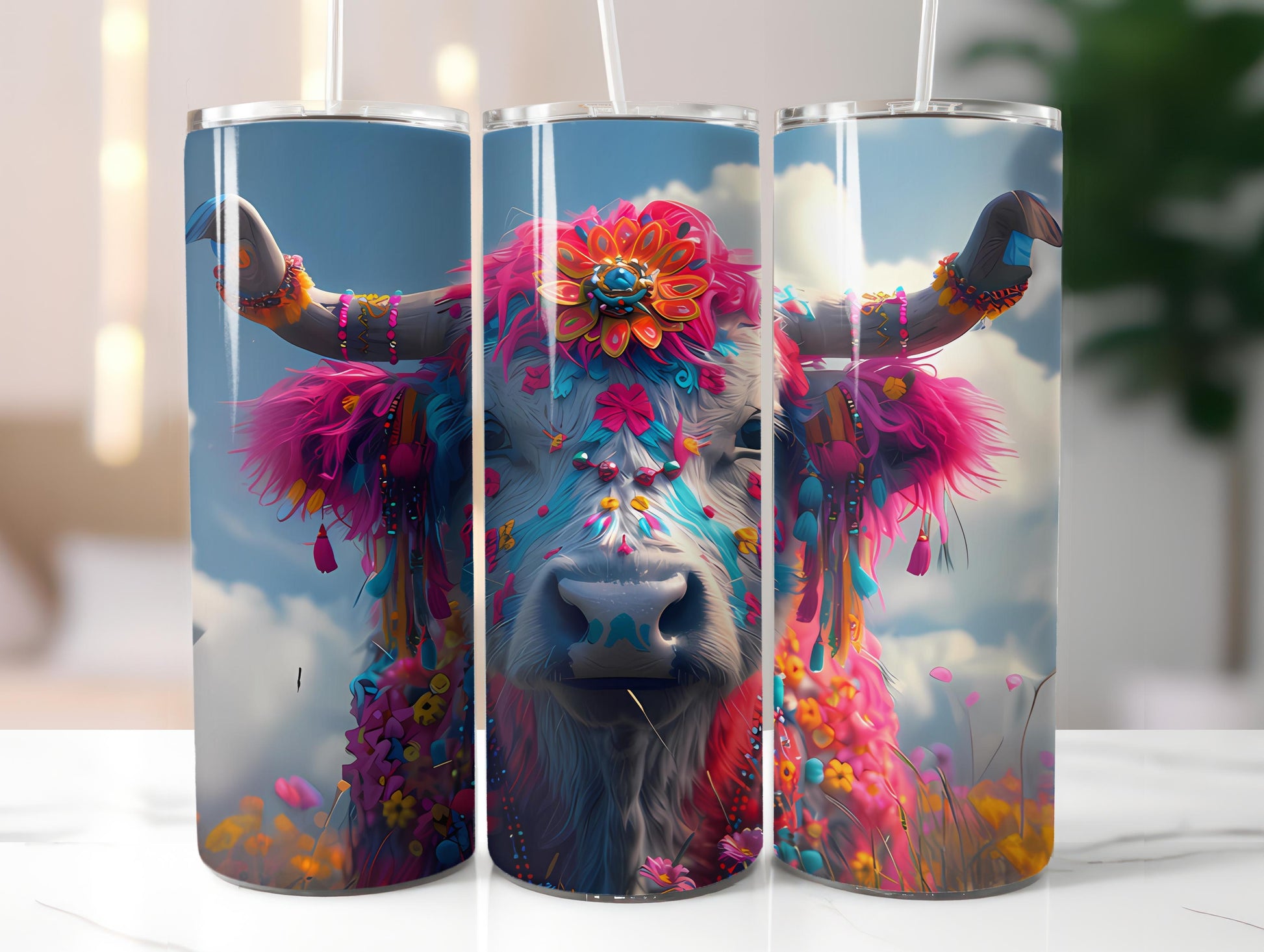 Highland Cow Easter 3 Tumbler Wrap - CraftNest