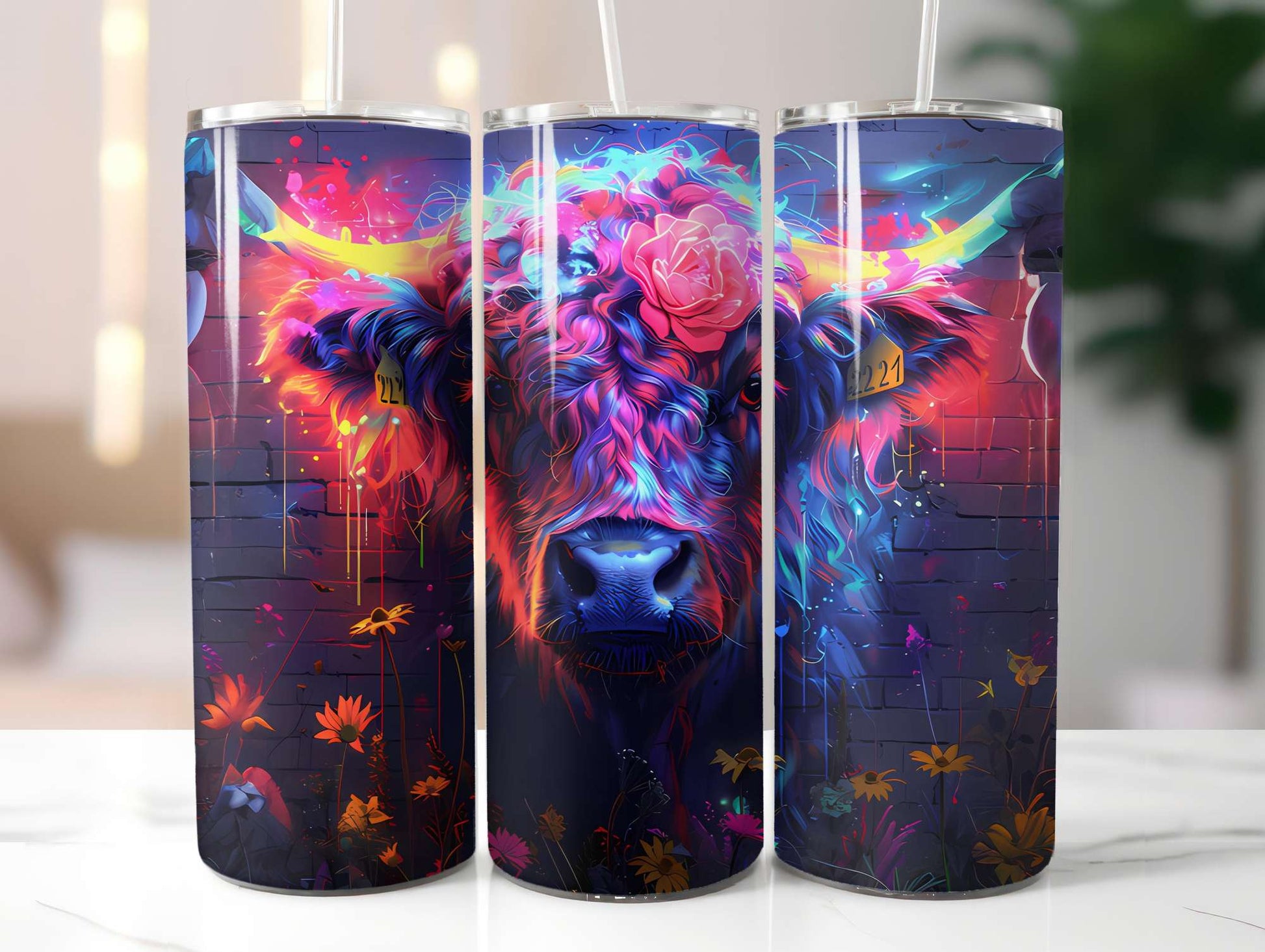 Highland Cow Summer 5 Tumbler Wrap - CraftNest - Digital Crafting and Art