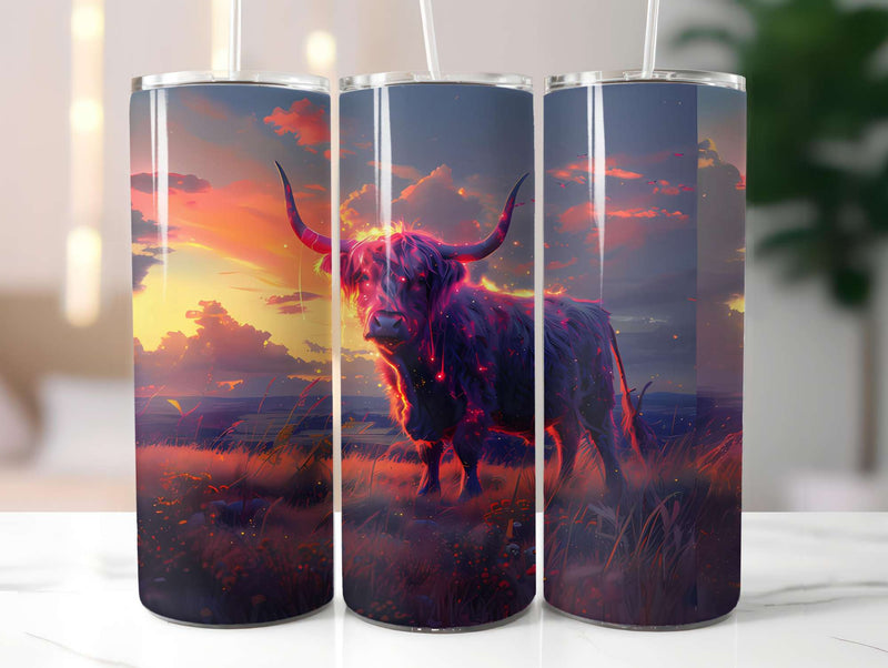 Highland Cow Summer 3 Tumbler Wrap - CraftNest - Digital Crafting and Art