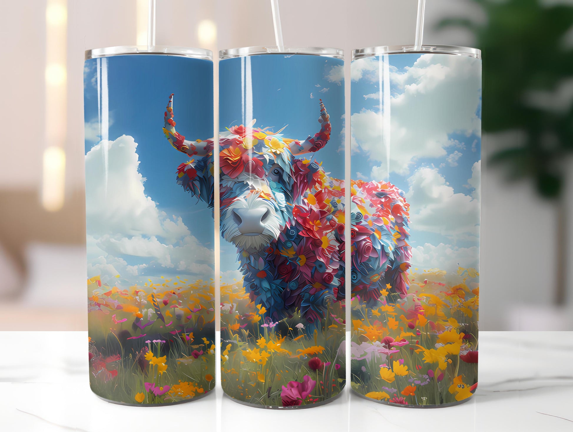 Highland Cow Easter 3 Tumbler Wrap - CraftNest