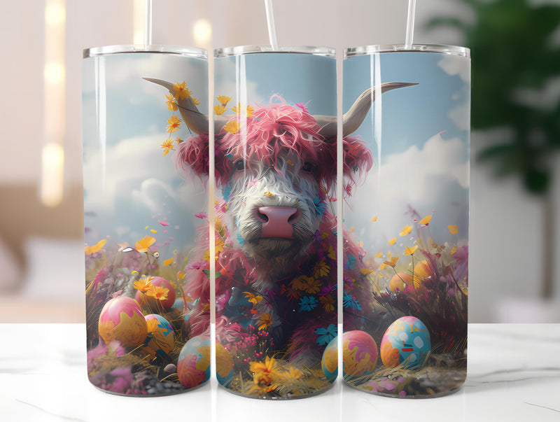 Highland Cow Easter 5 Tumbler Wrap - CraftNest