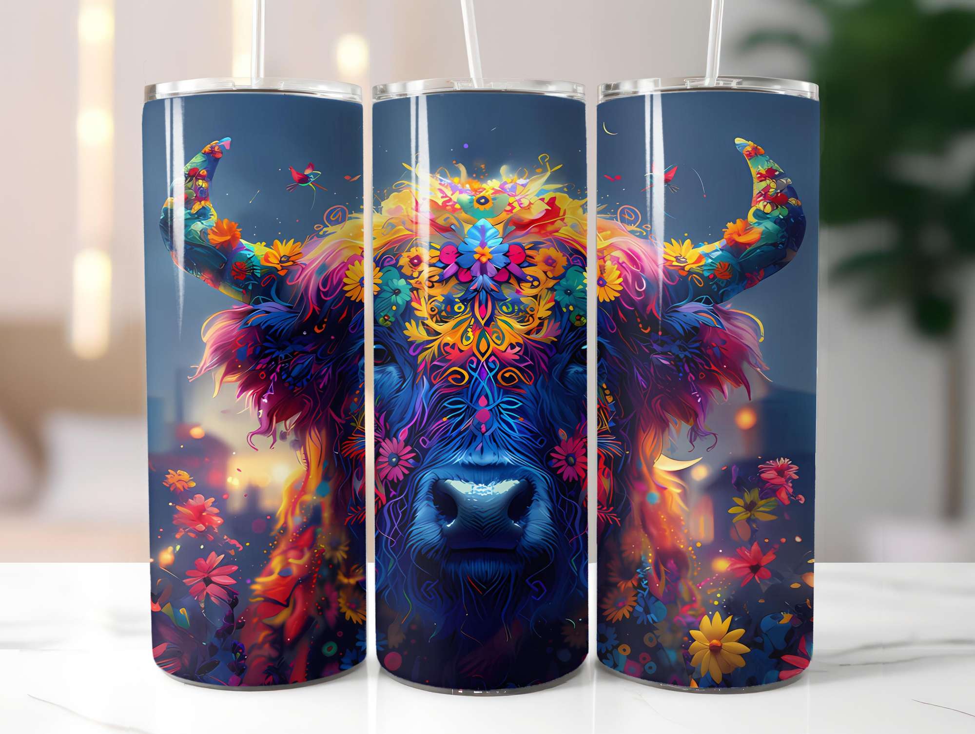 Highland Cow Summer 4 Tumbler Wrap - CraftNest - Digital Crafting and Art