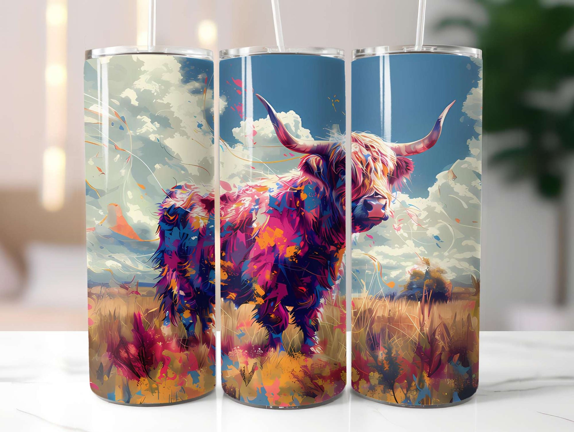 Highland Cow Summer 3 Tumbler Wrap - CraftNest - Digital Crafting and Art