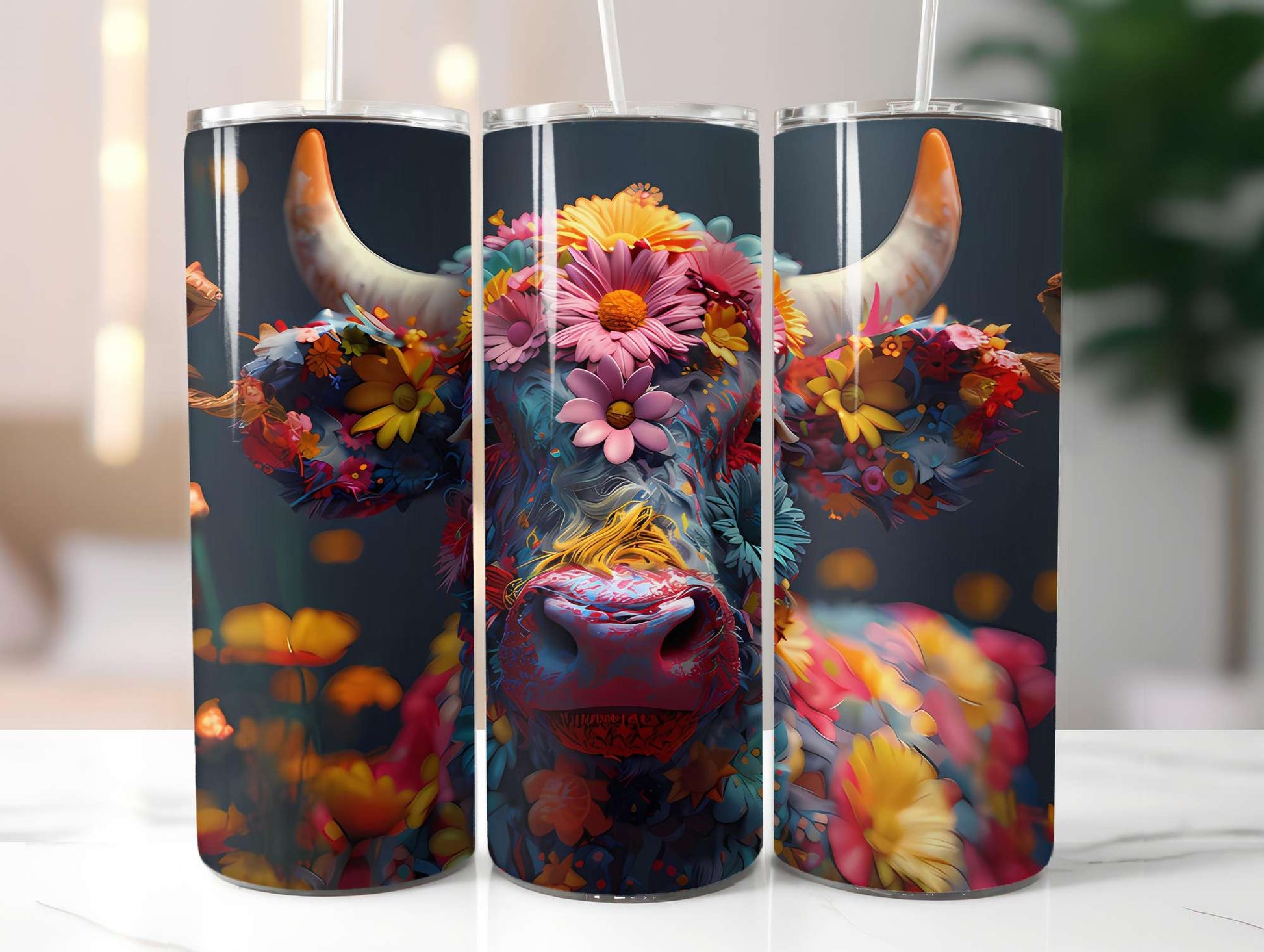 Highland Cow Summer 5 Tumbler Wrap - CraftNest - Digital Crafting and Art