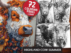 Highland Cow Summer Coloring Books - CraftNest - Digital Crafting and Art