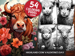 Highland Cows Valentine's Day Junk Journal Pages - CraftNest